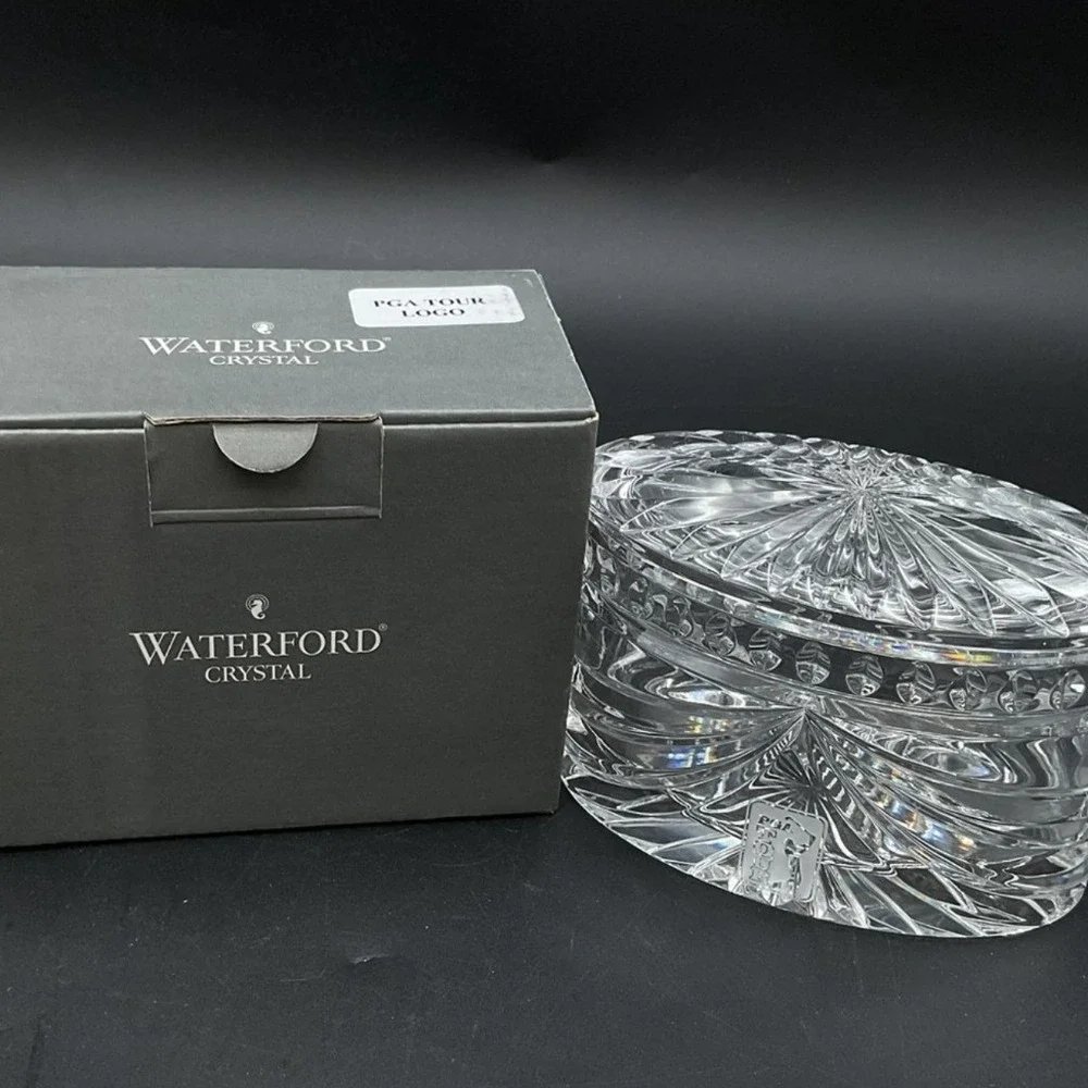 Waterford Crystal‎ PGA Tour Logo Oval Trinket Jewelry Box with Lid and Box